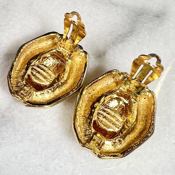 Saint Laurent “YSL” Vintage Gold Large Clip-On Earrings - Picture 9 of 11